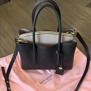kate spade Black and Cream Pebbled Leather Satchel
